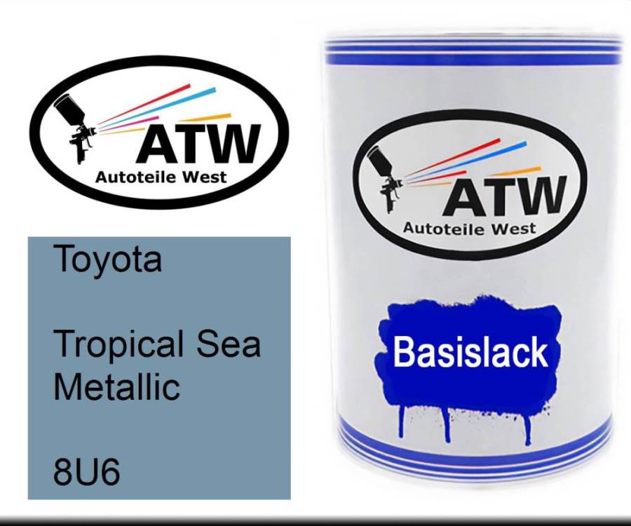 Toyota, Tropical Sea Metallic, 8U6: 500ml Lackdose, von ATW Autoteile West.